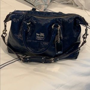 Blue Patent leather coach cross body bag